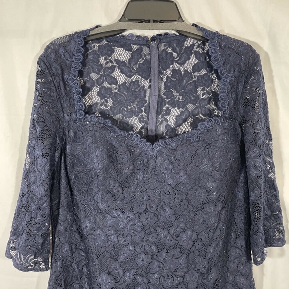 NEW La Femme [ 16 ] Embellished Lace Cocktail Dress in‎ Navy Blue - Picture 8 of 12
